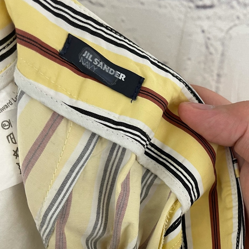 Jil Sander Yellow Striped Wide Leg Pleated Pants - Picture 5 of 10